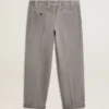 Gray-colored cotton chino pants