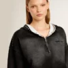 Gray cropped sweatshirt with a lived-in effect
