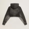 Gray cropped sweatshirt with a lived-in effect