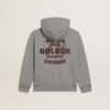 Gray melange hooded sweatshirt with print on the back