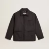 Gray melange woolen jacket with button fastening