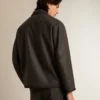 Gray melange woolen jacket with button fastening