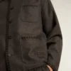 Gray melange woolen jacket with button fastening