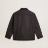 Gray melange woolen jacket with button fastening