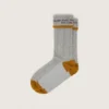 Gray socks with turn-up and orange-colored details