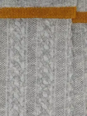 Gray socks with turn-up and orange-colored details