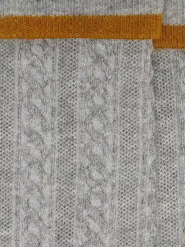 Gray socks with turn-up and orange-colored details