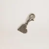 Heart-shaped charm in silver-colored brass with crystals