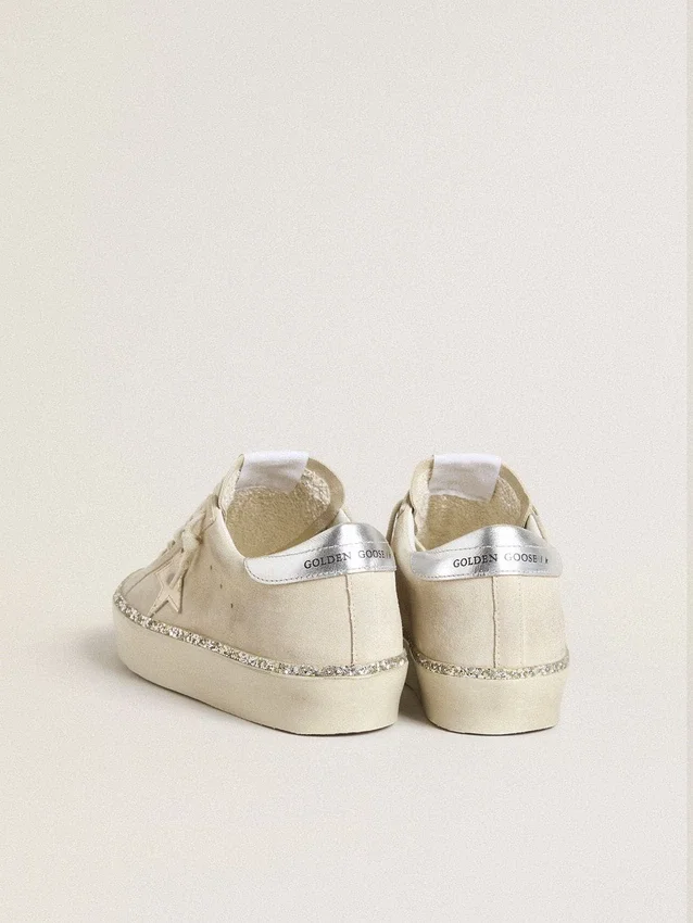 Hi Star in suede with silver metallic leather star and heel tab