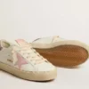 Hi Star in white leather with pink suede star and pink glitter heel tab