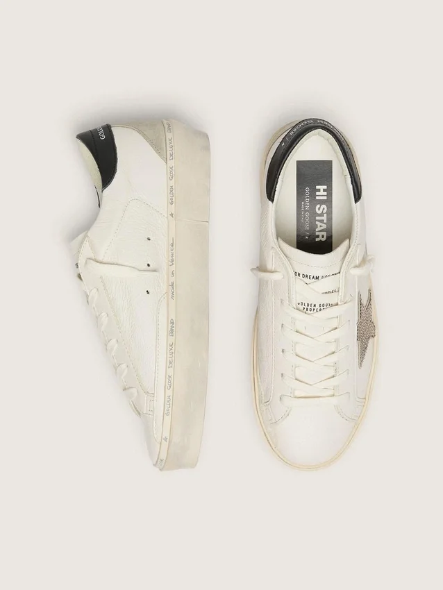 Hi Star with Swarovski crystal star and black leather heel tab