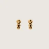 Hoop earrings with antique gold-colored studs