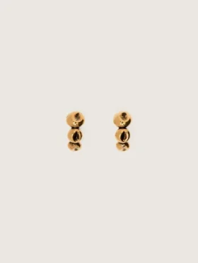 Hoop earrings with antique gold-colored studs