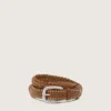 Houston belt in khaki woven leather with silver studs