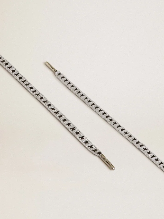 Ice-gray cotton laces with contrasting black stars