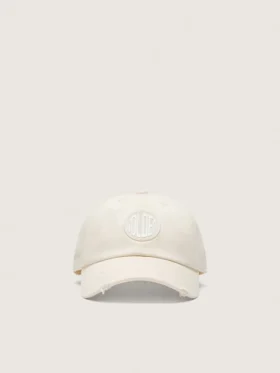 Journey baseball cap in white cotton twill with patch and Golden Goose embroidery