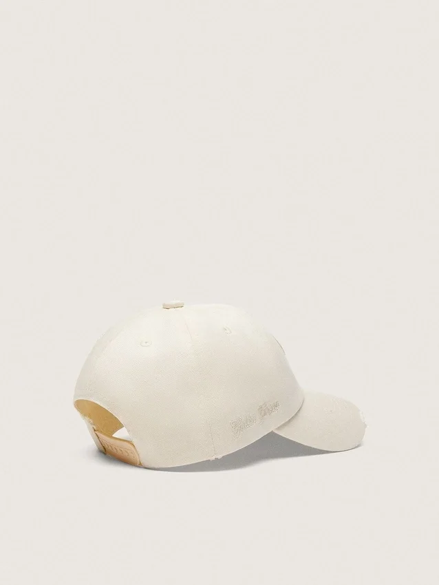 Journey baseball cap in white cotton twill with patch and Golden Goose embroidery
