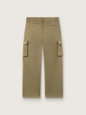 Journey boys’ cargo pants in military-green cotton gabardine with print