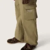 Journey boys’ cargo pants in military-green cotton gabardine with print