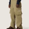 Journey boys’ cargo pants in military-green cotton gabardine with print