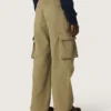 Journey boys’ cargo pants in military-green cotton gabardine with print