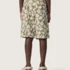 Journey boys’ cotton canvas shorts with green and white floral print