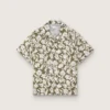 Journey boys’ shirt in cotton canvas with a green and white floral print