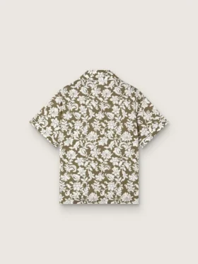 Journey boys’ shirt in cotton canvas with a green and white floral print