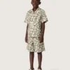 Journey boys’ shirt in cotton canvas with a green and white floral print