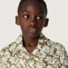 Journey boys’ shirt in cotton canvas with a green and white floral print