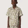 Journey boys’ shirt in cotton canvas with a green and white floral print