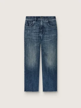 Journey girls’ bootcut jeans in blue denim with gradient rhinestones