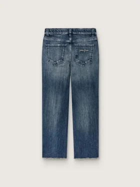 Journey girls’ bootcut jeans in blue denim with gradient rhinestones