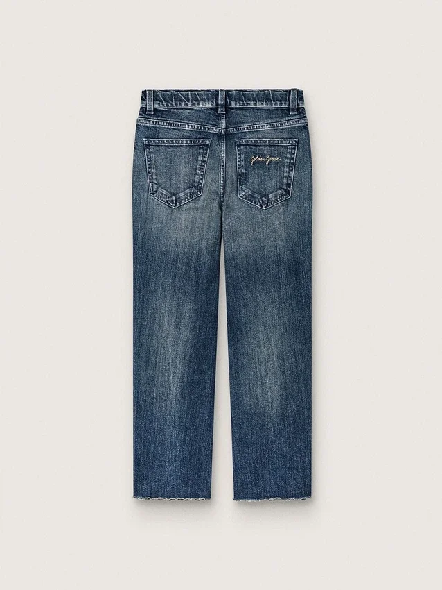 Journey girls’ bootcut jeans in blue denim with gradient rhinestones