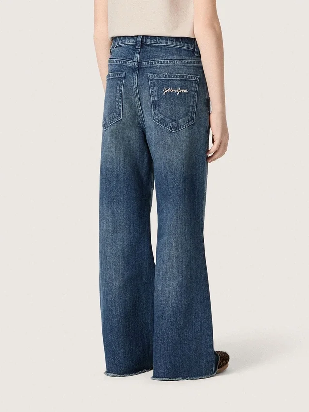Journey girls’ bootcut jeans in blue denim with gradient rhinestones
