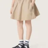 Journey girls’ miniskirt in beige cotton gabardine with print