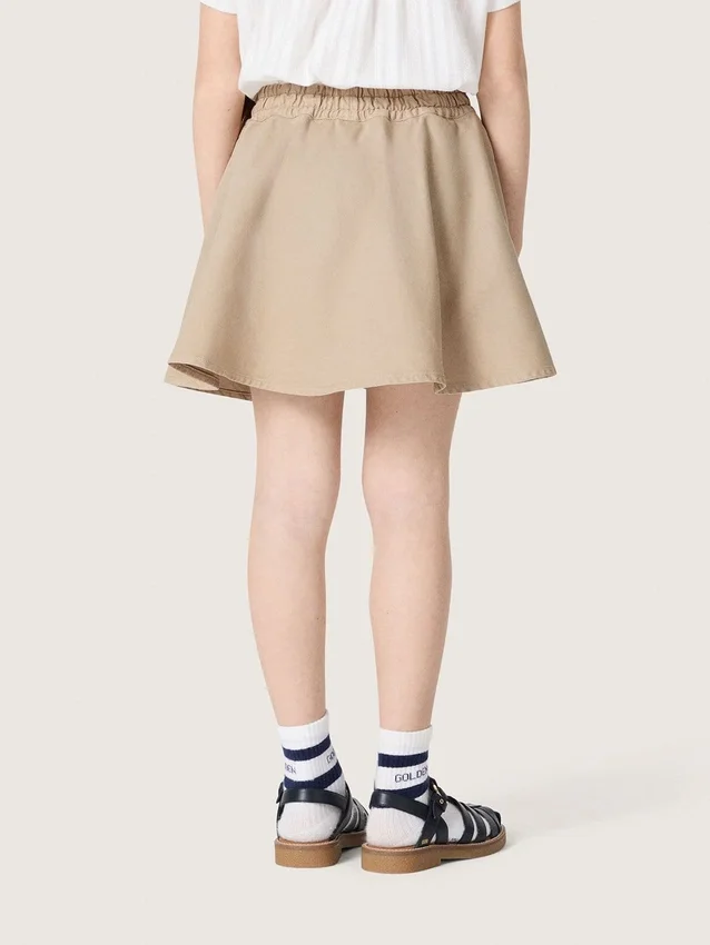 Journey girls’ miniskirt in beige cotton gabardine with print