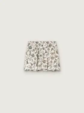 Journey girls’ miniskirt in white cotton canvas with green floral print