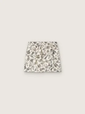 Journey girls’ miniskirt in white cotton canvas with green floral print