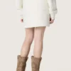 Journey girls’ miniskirt in white cotton fleece with crystals and embroidery