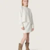 Journey girls’ sweatshirt in white cotton with crystals and logo
