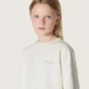 Journey girls’ sweatshirt in white cotton with crystals and logo