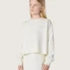 Journey girls’ sweatshirt in white cotton with crystals and logo