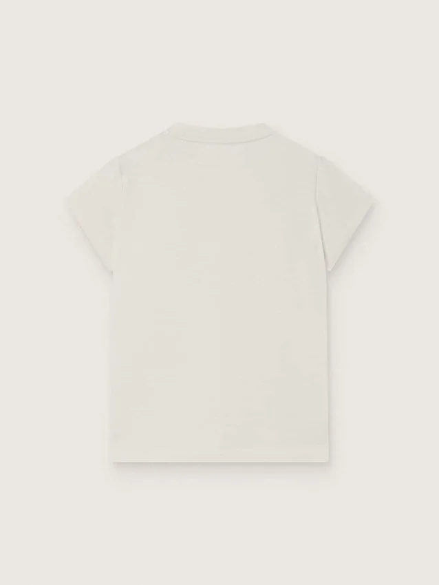 Journey girls’ T-shirt in white cotton jersey with silver studs