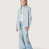 Journey girls’ T-shirt in white cotton jersey with silver studs