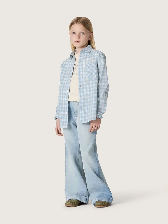 Journey girls’ T-shirt in white cotton jersey with silver studs