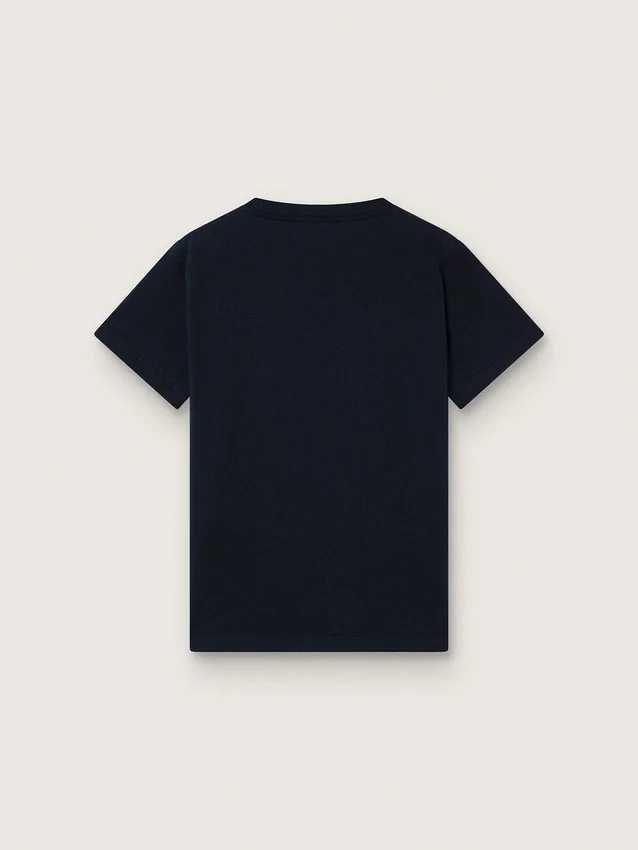 Journey T-shirt for boys in blue cotton jersey with digital mascot print