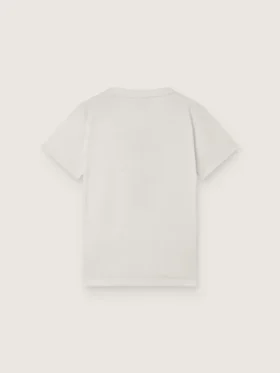 Journey T-shirt for boys in white cotton jersey with digital mascot print
