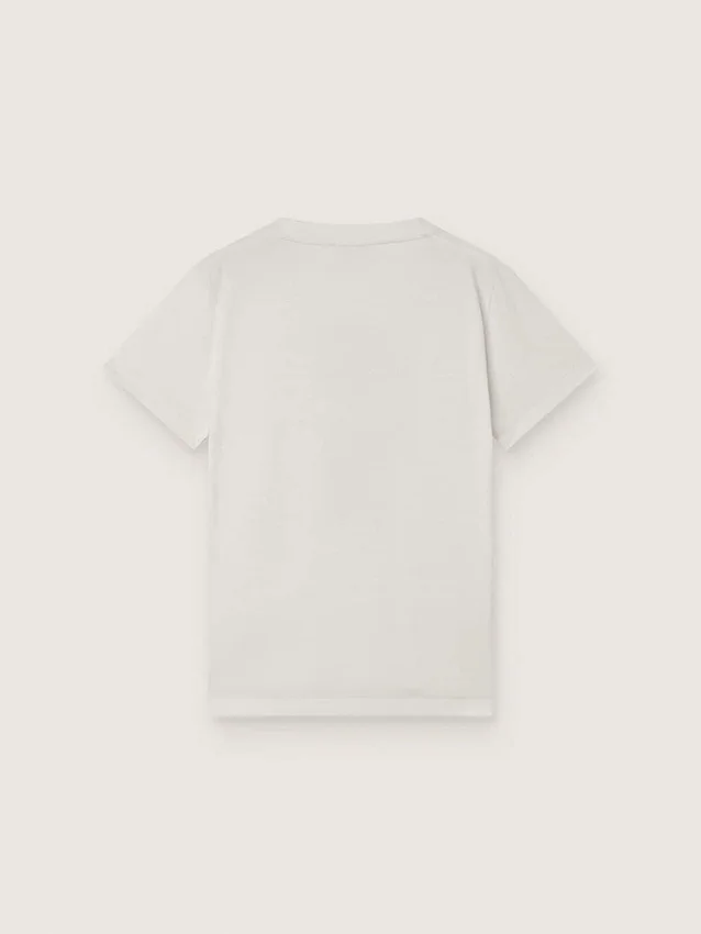 Journey T-shirt for boys in white cotton jersey with digital mascot print