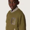 Journey unisex bomber jacket in military-green nylon twill with embroidered patch